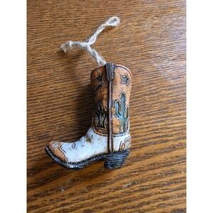 Christmas Shoppe Resin Cowboy Boots Tree Ornament